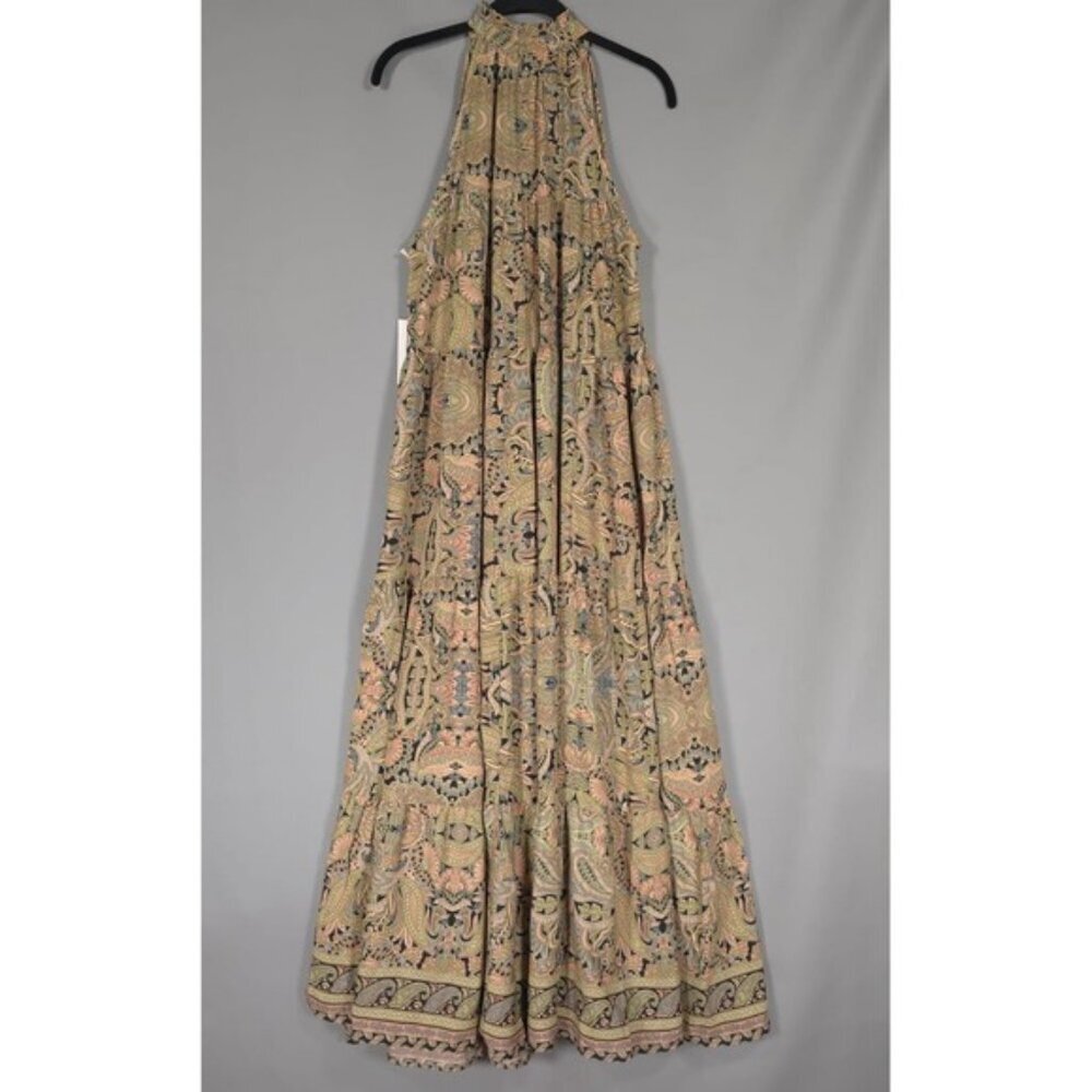 NWT Anthropologie Boemo Maxi Dress LARGE Paisley Tassels Tiered Halter  R4592‎ - Picture 2 of 9